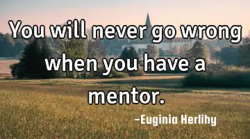 You will never go wrong when you have a mentor.