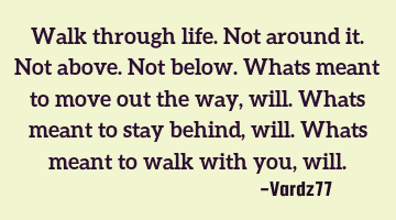 Walk through life. Not around it. Not above. Not below. Whats meant to move out the way,will. Whats