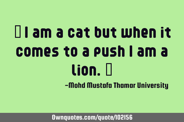 • I am a cat but when it comes to a push I am a lion.‎