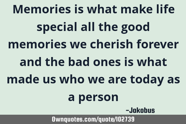 Memories is what make life special all the good memories we cherish forever and the bad ones is
