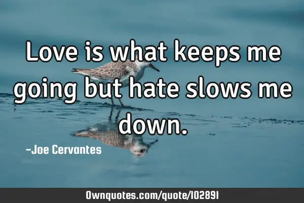 Love is what keeps me going but hate slows me