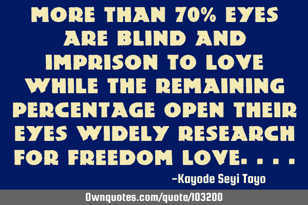 More than 70% eyes are blind and imprison to love while the remaining percentage open their eyes