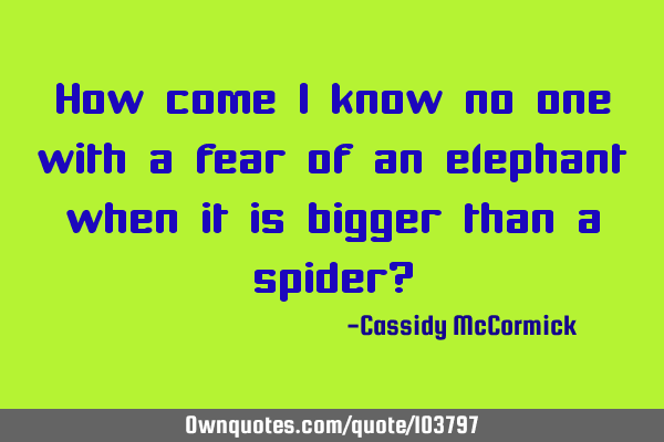 How come I know no one with a fear of an elephant when it is bigger than a spider?