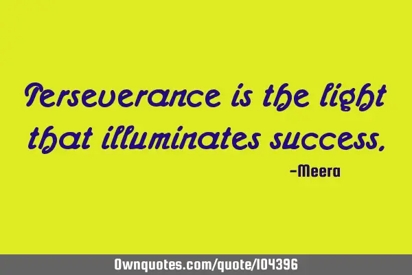 Perseverance is the light that illuminates