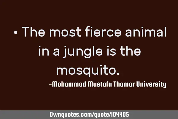 • The most fierce animal in a jungle is the mosquito.‎