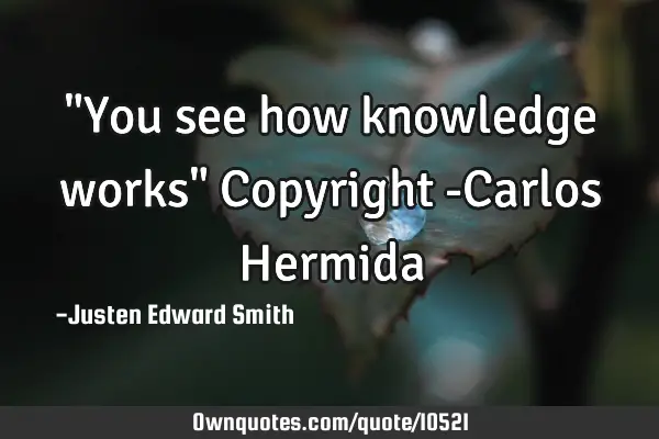 "You see how knowledge works" Copyright -Carlos H