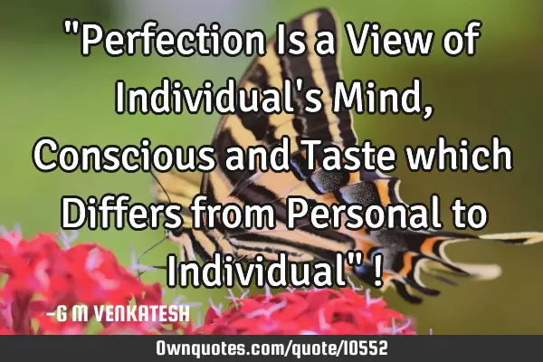 "Perfection Is a View of Individual