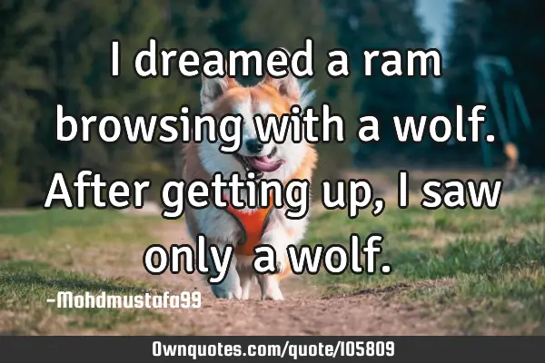 • I dreamed a ram browsing with a wolf. After getting up, I saw only ‎a wolf. ‎
