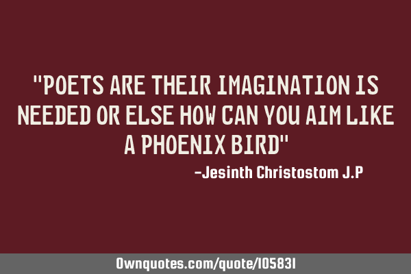 "Poets are their Imagination is needed or else how can you aim like a phoenix bird"