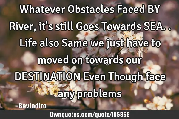 Whatever Obstacles Faced BY River , it