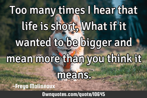 Too many times I hear that life is short, What if it wanted to be bigger and mean more than you