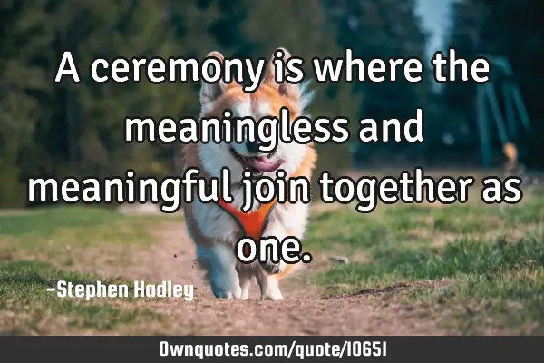 A ceremony is where the meaningless and meaningful join together as