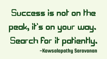 Success is not on the peak ,it's on your way. Search for it patiently.