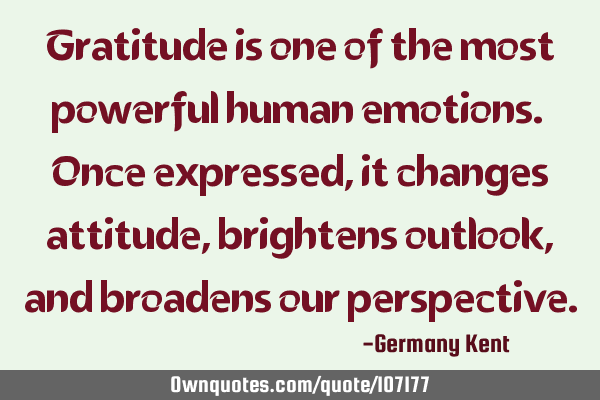 Gratitude is one of the most powerful human emotions. Once expressed, it changes attitude,