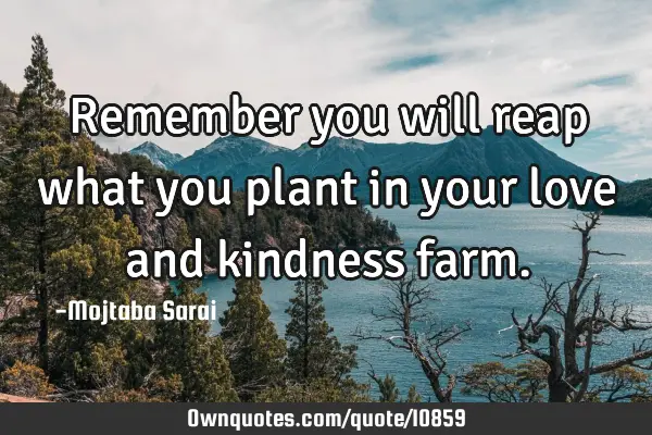 Remember you will reap what you plant in your love and kindness