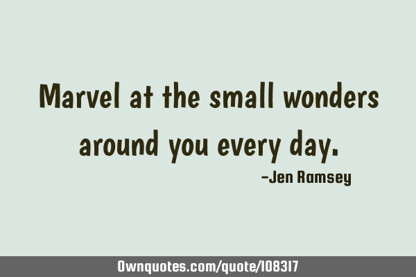 Marvel at the small wonders around you every
