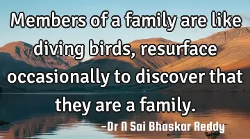 Members of a family are like diving birds, resurface occasionally to discover that they are a