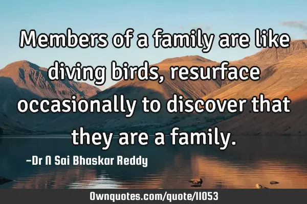 Members of a family are like diving birds, resurface occasionally to discover that they are a