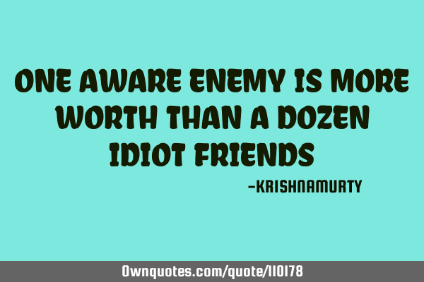 ONE AWARE ENEMY IS MORE WORTH THAN A DOZEN IDIOT FRIENDS