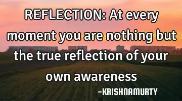 REFLECTION: At every moment you are nothing but the true reflection of your own awareness