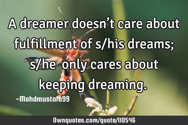 • A dreamer doesn’t care about fulfillment of s/his dreams; s/he ‎only cares about keeping