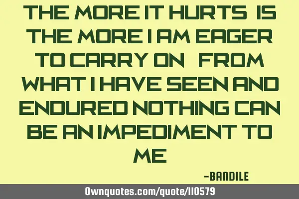 The more it hurts, is the more I am eager to carry on. From what I have seen and endured nothing
