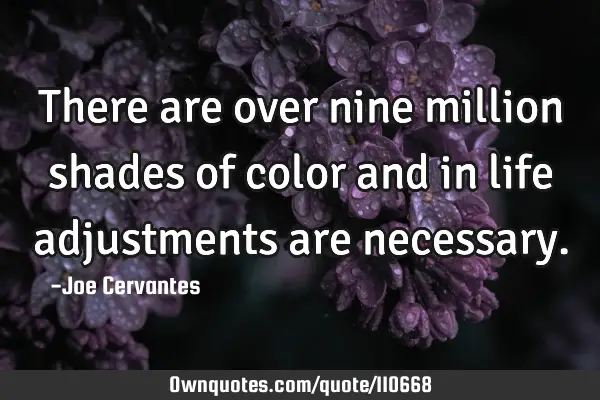 There are over nine million shades of color and in life adjustments are