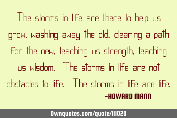 The storms in life are there to help us grow, washing away the old, clearing a path for the new,