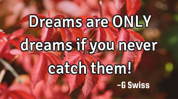 dreams are ONLY dreams if you never catch them!
