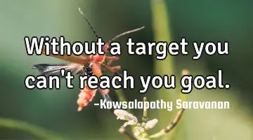 Without a target you can't reach you goal.