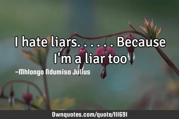 I hate liars...... Because I