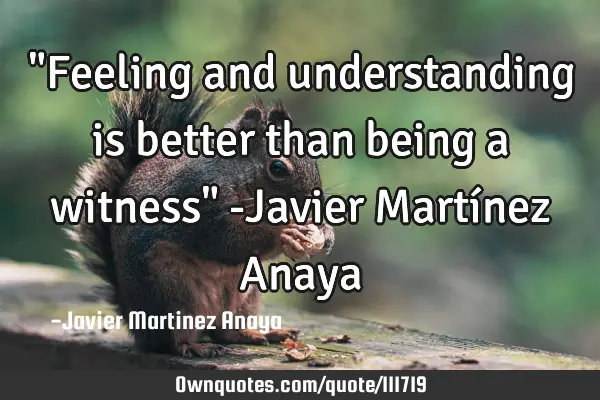"Feeling and understanding is better than being a witness" -Javier Martínez A