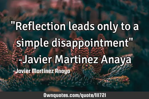 "Reflection leads only to a simple disappointment" -Javier Martinez A