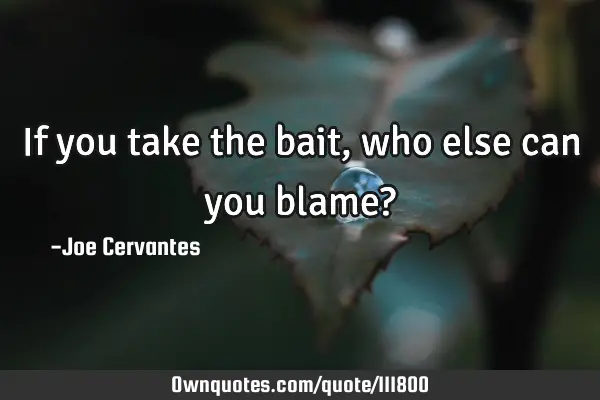 If you take the bait, who else can you blame?