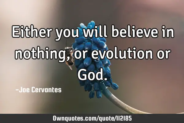 Either you will believe in nothing, or evolution or G