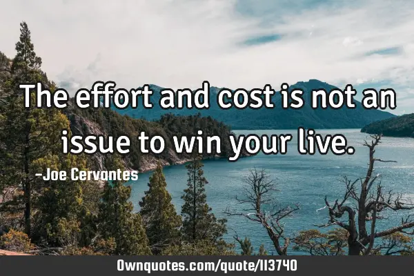 The effort and cost is not an issue to win your