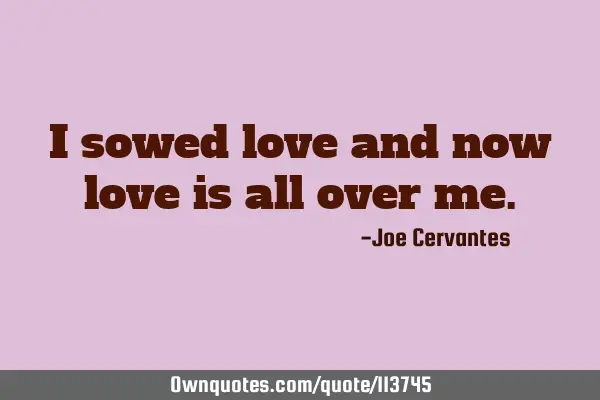 I sowed love and now love is all over