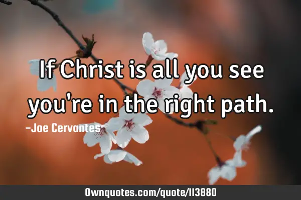 If Christ is all you see you