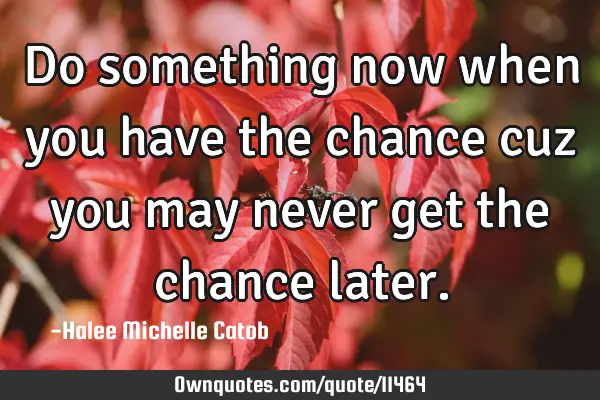 Do something now when you have the chance cuz you may never get the chance