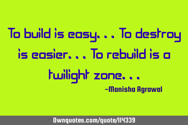 To build is easy...To destroy is easier...To rebuild is a twilight