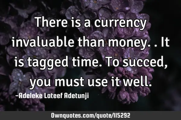 There is a currency invaluable than money..it is tagged time. To succed,you must use it