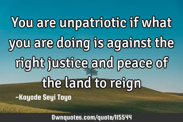 You are unpatriotic if what you are doing is against the right justice and peace of the land to