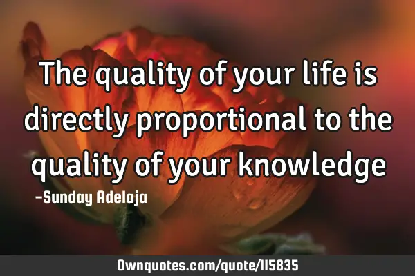 The quality of your life is directly proportional to the quality of your