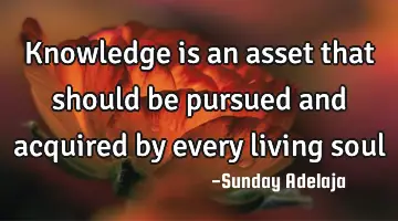 Knowledge is an asset that should be pursued and acquired by every living soul