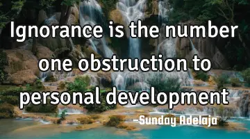 Ignorance is the number one obstruction to personal development