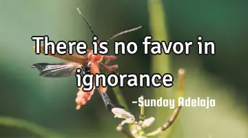 There is no favor in ignorance
