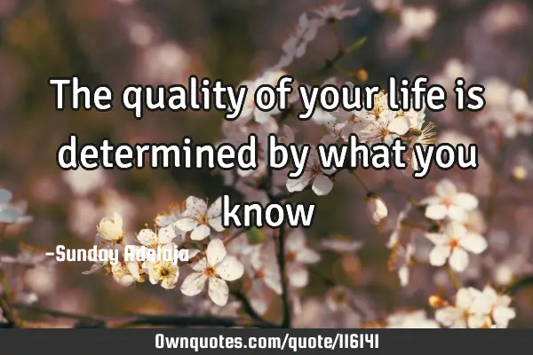 The quality of your life is determined by what you