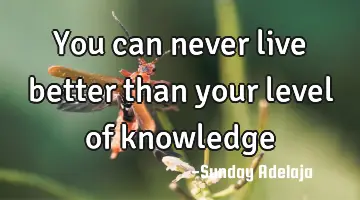 You can never live better than your level of knowledge