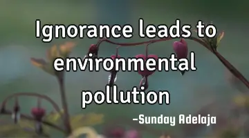 Ignorance leads to environmental pollution