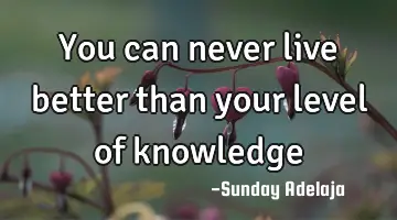 You can never live better than your level of knowledge